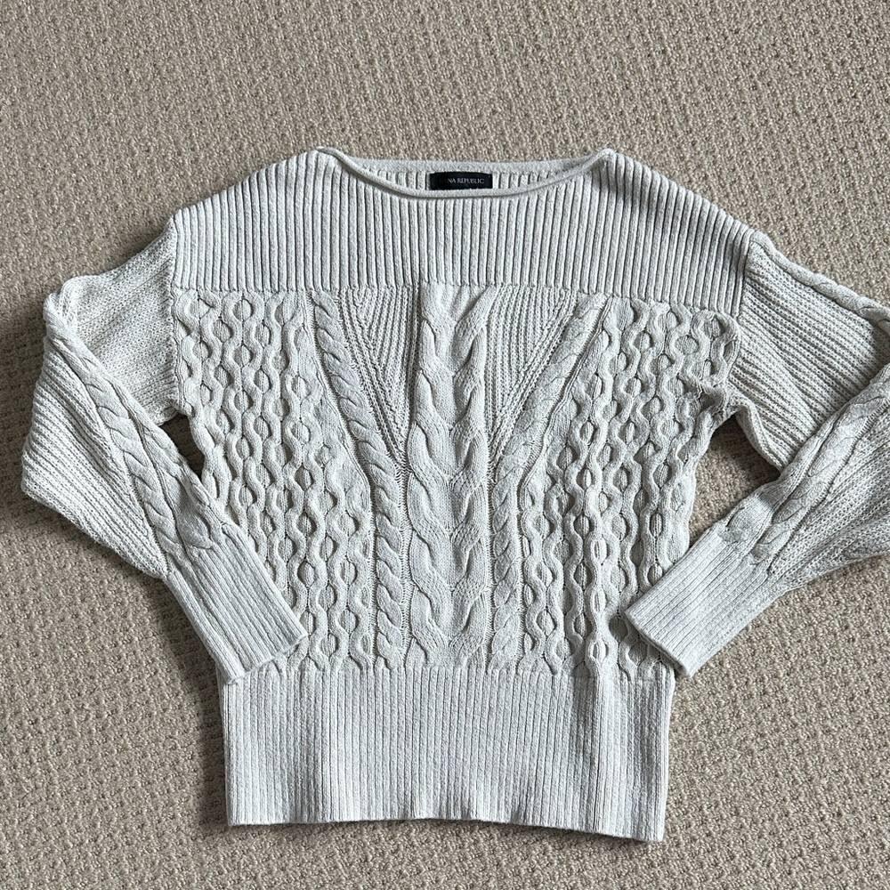 Banana Republic Cream Cable Knit Sweater